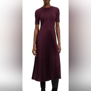Theory Elegant Drop Waist Plum Midi Dress P